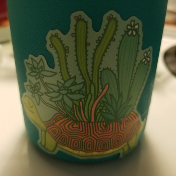 Turtle Planter Sticker, Succulents and Cacti Decal, Illustrated Planter ...