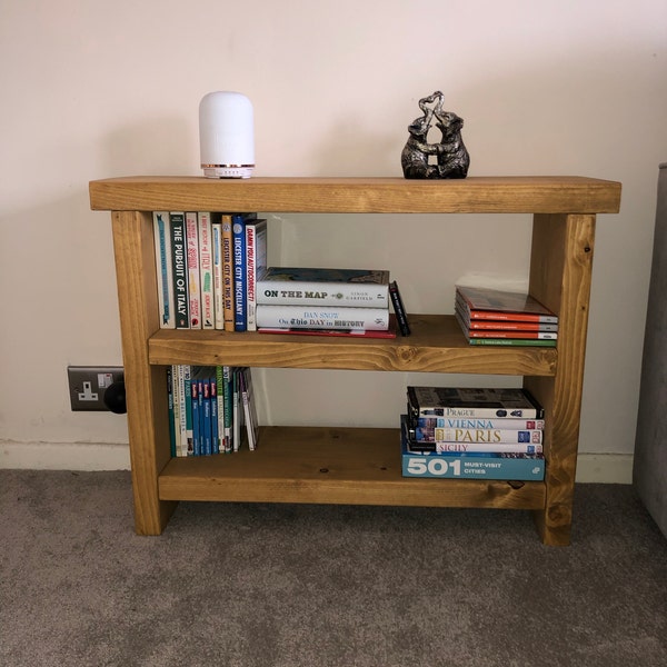 Rustic Shelving Unit Short Solid Wood Rustic Small Shelving Unit, Bookcase, Handmade Custom ...
