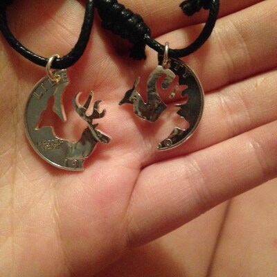 buck and doe necklaces for couples