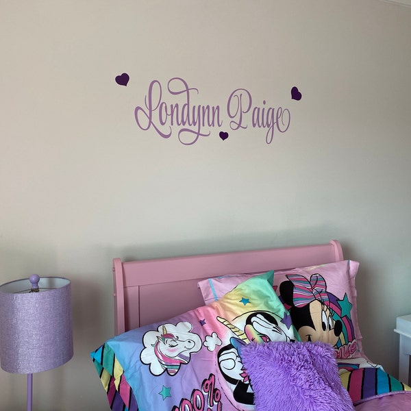 Personalized Name Wall Decal Girl Monogram Initial Fancy Cursive Name ...