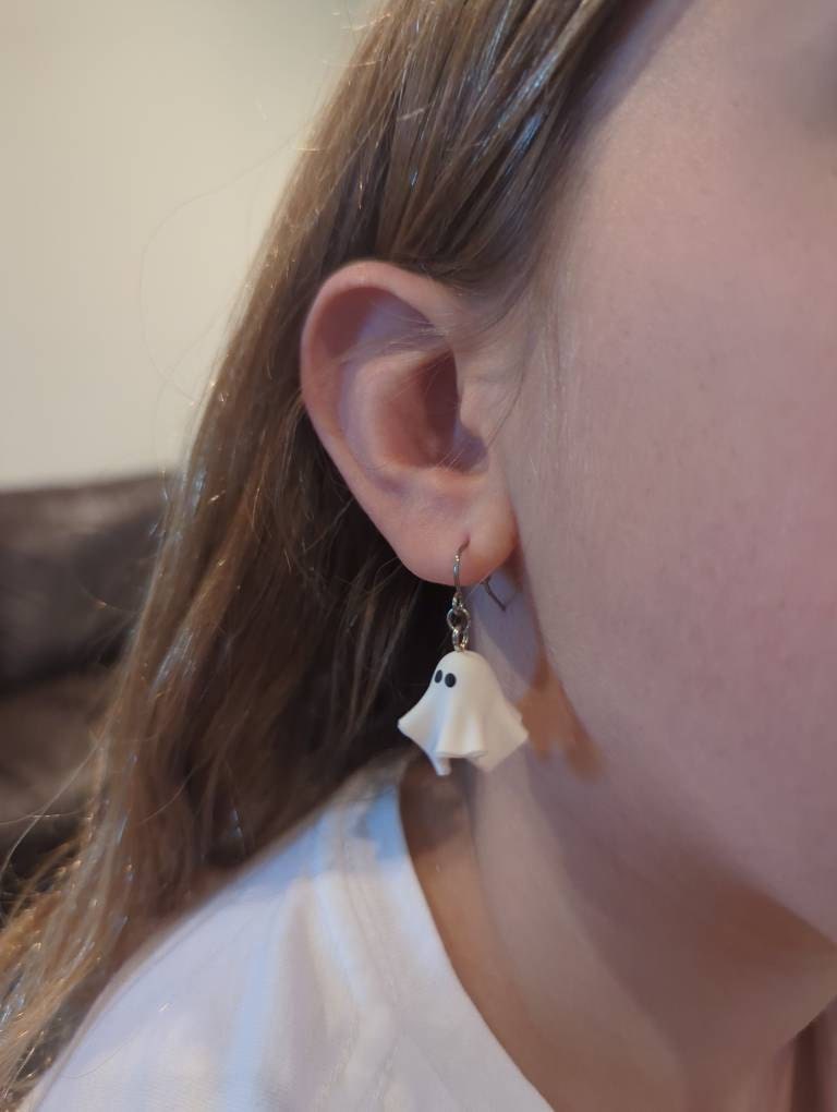 Sheet Ghost Dangle Earrings, Stainless Steel Nickle Free Metal Earring, Halloween Spooky Earrings