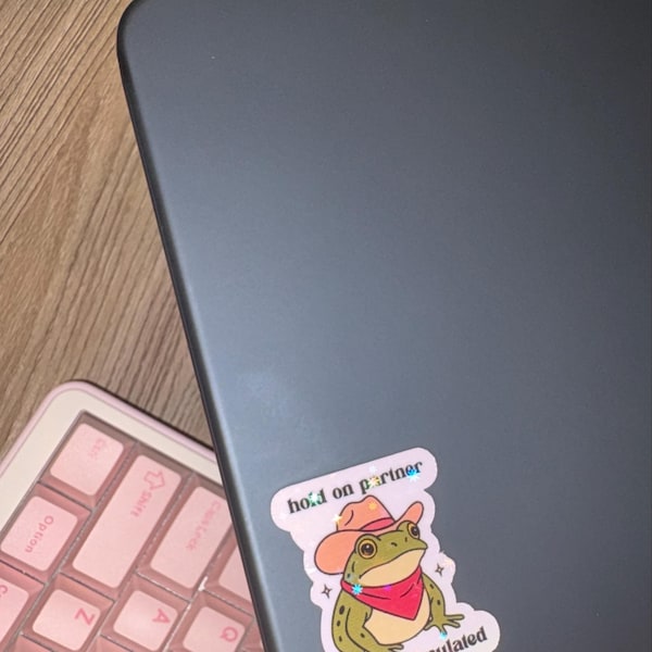 Hold on Partner I'm Overstimulated Sticker Cowboy Frog Sticker – Funny ...