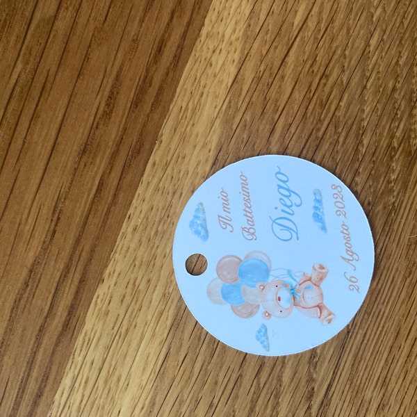 Gicaprice Bigliettini bomboniera Personalizzati con Stampa Omaggio (25 BIGLIETTINI Battesimo Bimba