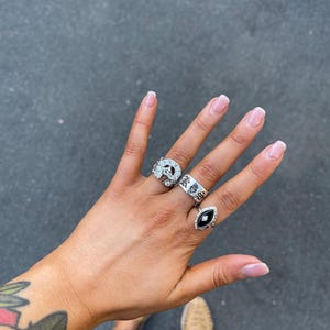 Sacred Hearts Ring, Customisable Initials Ring, Alternative Wedding Ring, Memento Mori, Thick Silver Ring