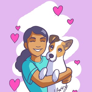 Custom Pet and Owner Portrait Dog Cartoon Cute Illustration - Etsy Custom Pet and Owner Portrait Dog Cartoon Cute Illustration - Etsy