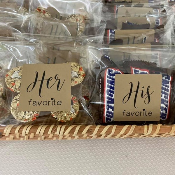 His Favorite Her Favorite Sticker Bags, Wedding Favor Labels Tags...