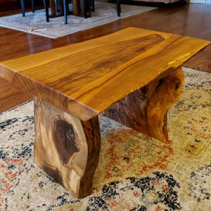 Natural Wood Coffee Table - Live edge Rustic Furniture for Living Decor - Handcrafted Reclaimed Farmhouse Centerpiece - Unique Side End