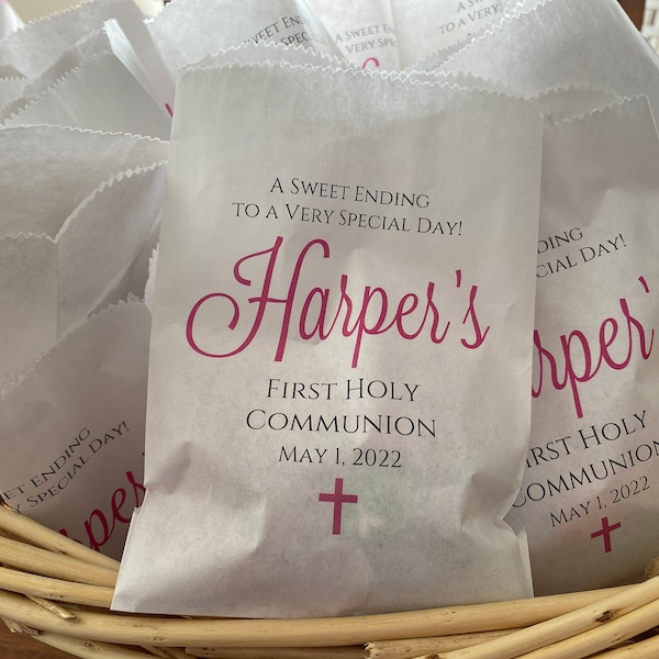 First Communion Favor Bags LINED - First Holy Communion, Baptism Treat ...