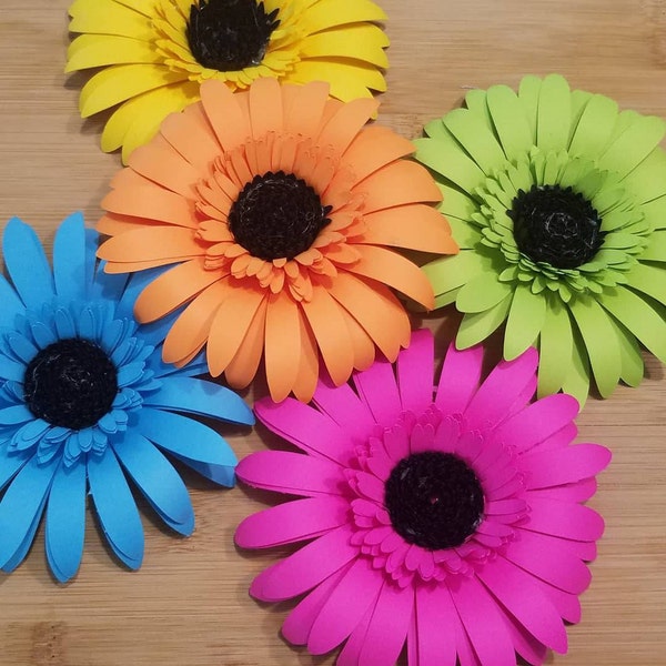 Mini Gerbera Daisy Template Paper Flower Small/medium/large PNG SVG DXF ...