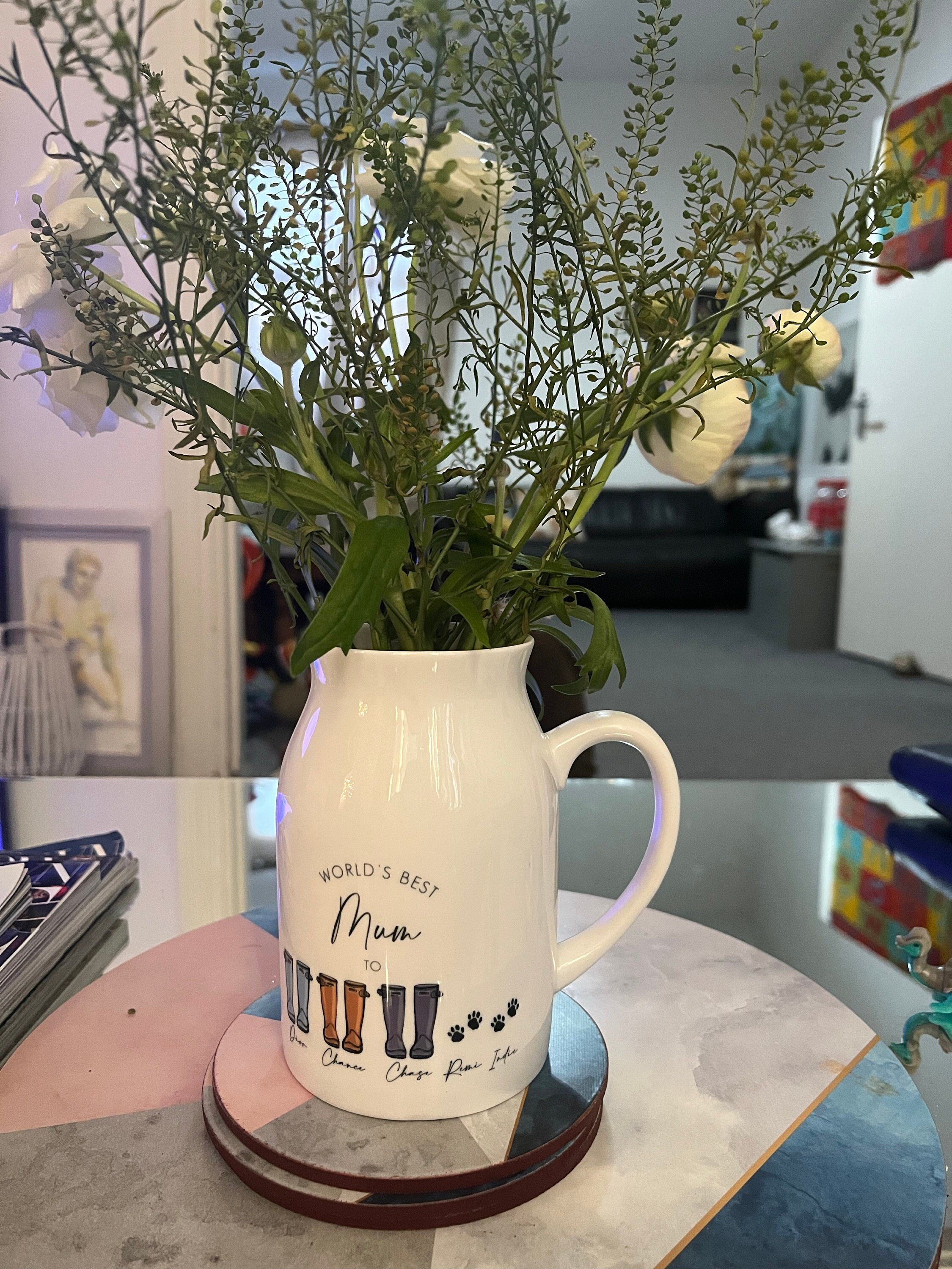Personalisierter Muttertagskrug - Muttertagsvase - Muttertagsgeschenk - Oma-Geschenke - Mama-Geschenk - Geschenke für Mama - Gartengeschenke - Blumenvase