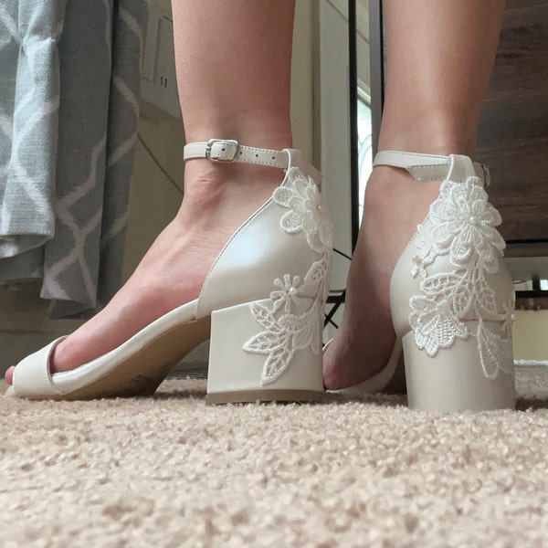 block heel sandals ivory