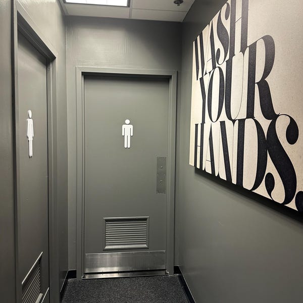 Restroom Arrow Door Sign - Commercial Directional Plaque Directions ...