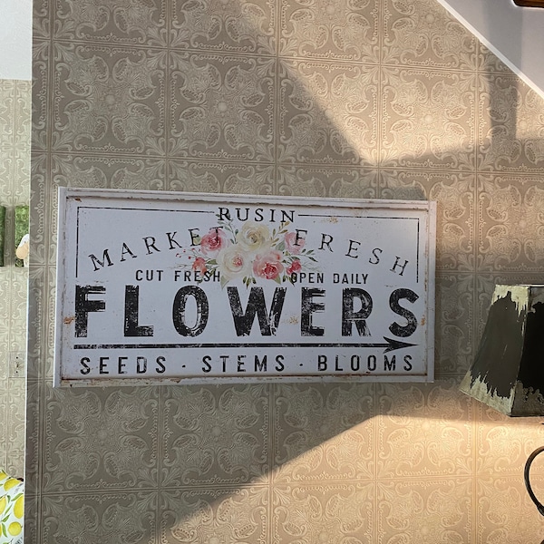 Custom Family Name Sign Vintage Farmhouse Wall Decor Fresh Flowers ...