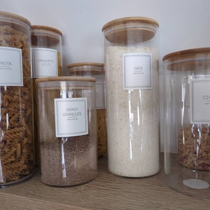 White Pantry Labels Waterproof Storage Jar Labels, Pasta, Cereal, Oats ...