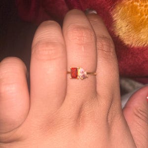 Custom Toi et Moi Gemstone Ring, Emerald And Pear Cut Ring, Baguette Birthstone Ring, Anniversary Gift, Mothers Ring, Best Friend Gift