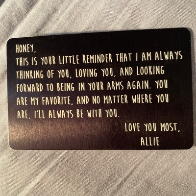 Engraved Wallet Insert Love Note Your Handwriting Option Wallet Card ...