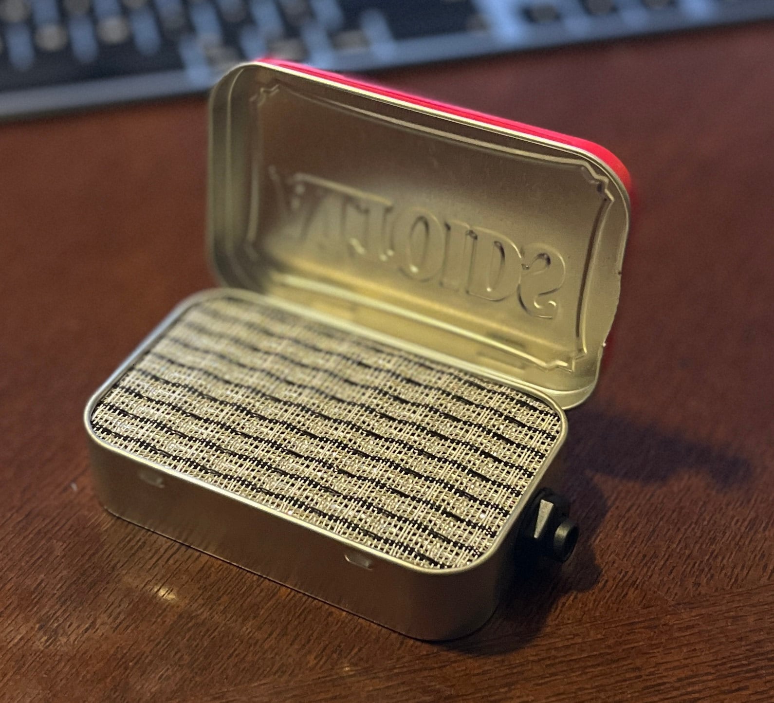 Portable Mint Tin Amp and Speaker for Electric Guitar- Altoids Red/Black handmade gifts for musicians FREE SHIPPING