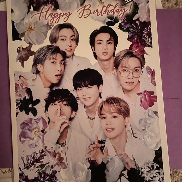 New BTS Purple Clouds Birthday Card Handmade Free 