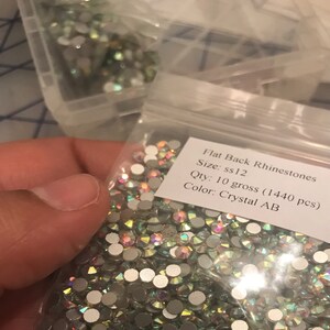 Maitys 2880 Pieces AB Clear Crystal Diamond Rhinestones Flat Back Round  Rhinestones Iridescent Crystals Round Beads