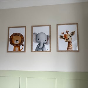 Safari Animal Nursery Prints, Set of 3 Safari Nursery Wall Art Pictures ...