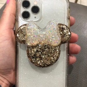Golden Minnie Mouse Socket Bling Bling Agarre Del Telefono Etsy