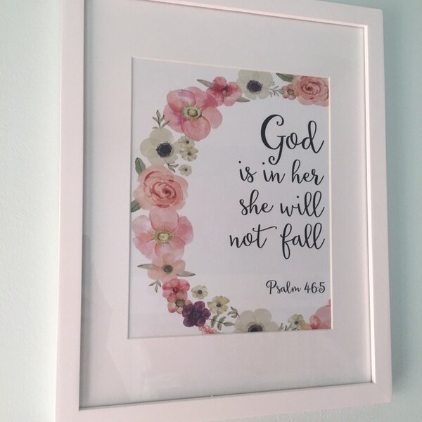 Psalm 46:5 Printable Wall Decor Bible Verses God is Within Her She Will ...