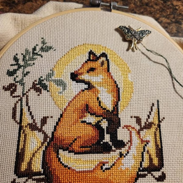 Art Nouveau Fox - Fancy Fox - Floral Arrangement - Forest Cross Stitch ...