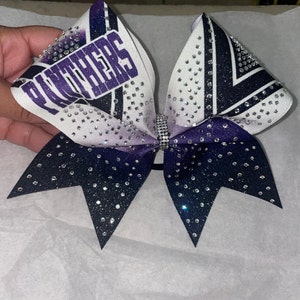 Competition Bow Black Royal Blue Cheer Bow Bling Cheer Bow Rhinestones ...