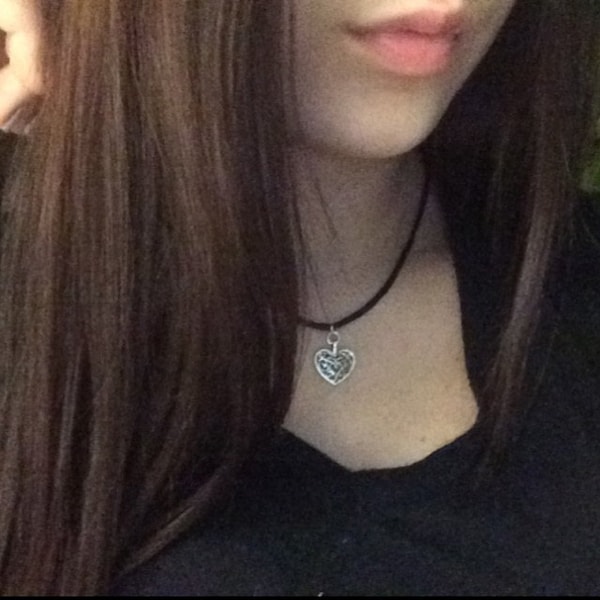 Silver Lace Heart Choker Necklace - 90s Black Cord Choker - Etsy