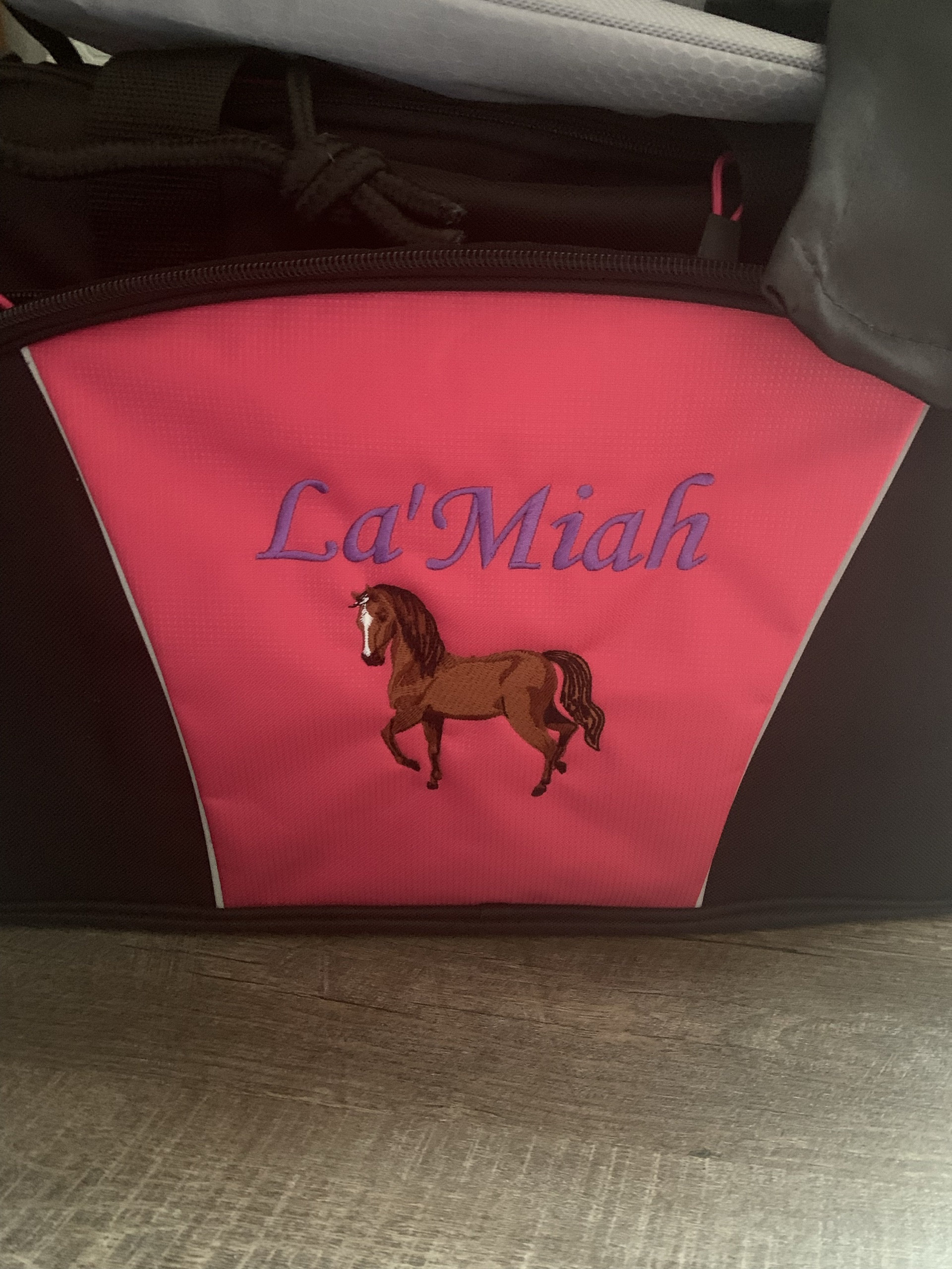 Duffel Bag Personalized Horse Brown Equestrian Vet Veterinary Luggage Monogrammed Hot Pink Royal Blue Red Grey Hunter Green