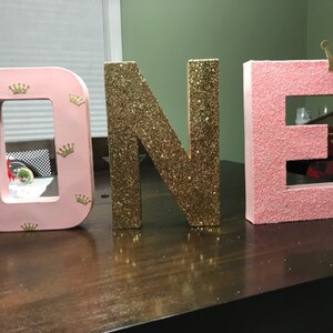 Pink and Gold Glitter Stand up one Letter Sign-first Birthday-photo ...