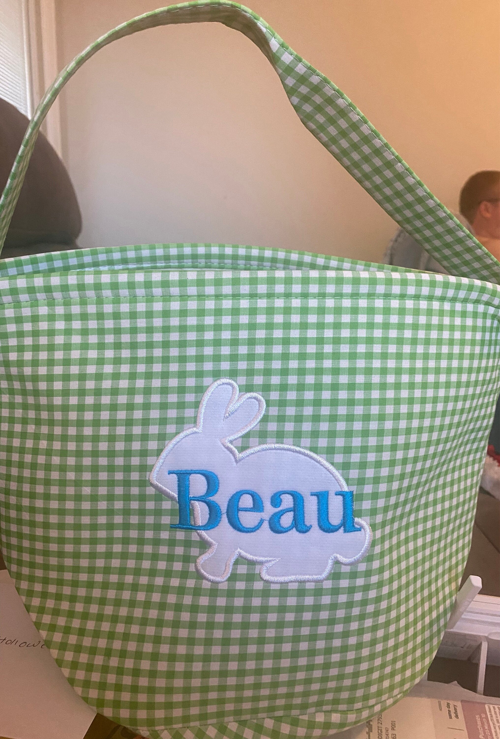 Easter basket, Personalized Easter Basket, monogram easter basket, girls basket, boys basket, girls easter basket, embroidered, Check