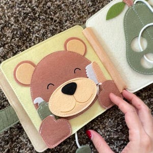 Personalized gift for baby boy & girl, handmade felt quiet book, sensory busy book, customized soft Montessori-inspired toy for travel play
