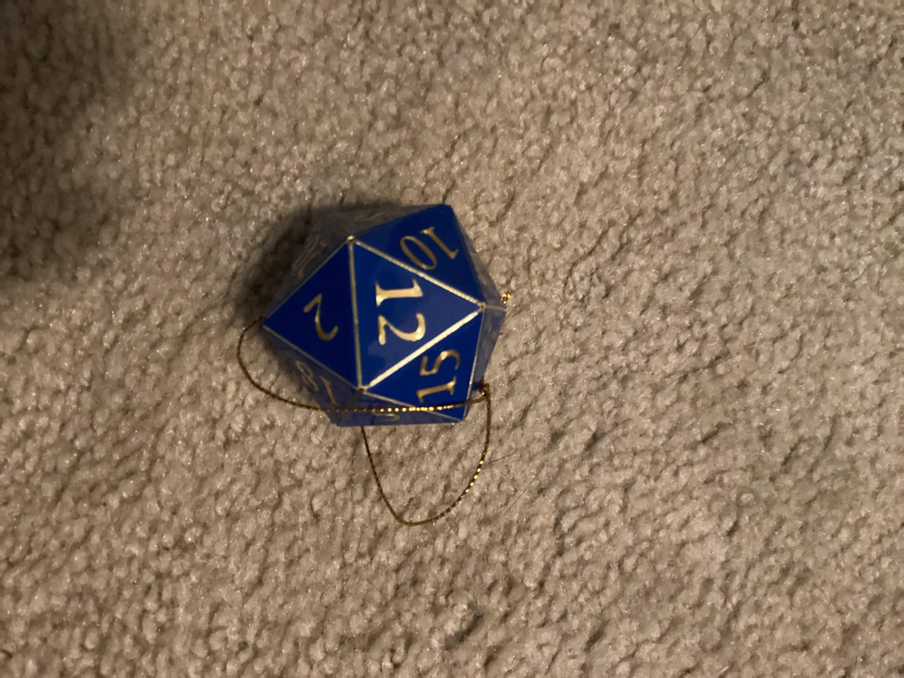 D20 Ornament [Pick your colors, 2&quot; Holographic] - Hanging DnD charm dangler - A magical Christmas tree holiday season gift for him or her
