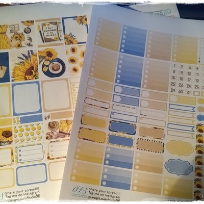 SUNFLOWERS Planner Stickers, Printable Weekly Sticker Kit, Floral ...