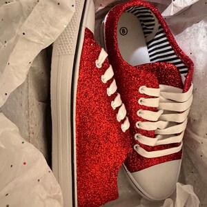 Red sparkly tennis shoes best sale