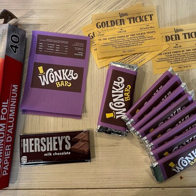 Willy Wonka JR. Prop Wonka Bar Wrappers, Nutty Crunch Surprise, Whipple ...