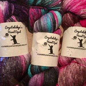 Dancing Queen One of a Kind Sparkle Hand painted Sock yarn