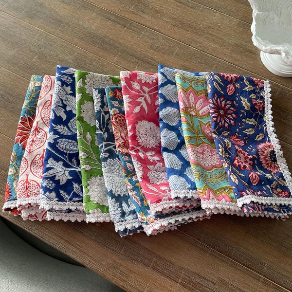 Assorted Cloth Napkins Set 100 Pack of Hand Block Printed Wedding ...