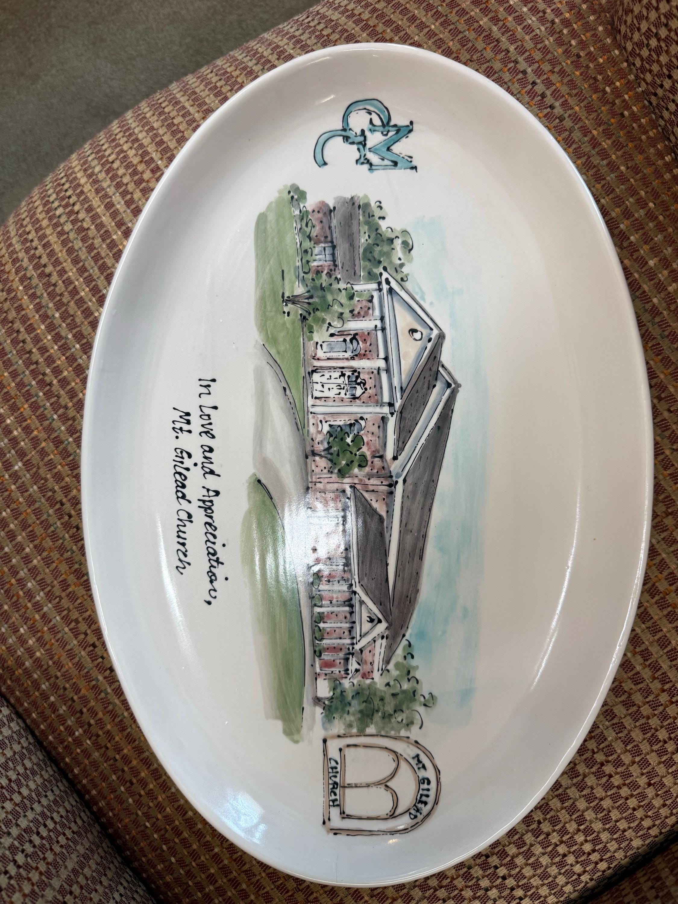 Personalized platter/Housewarming Gift/Handmade pottery/Serving/Heirloom/Wedding/Mother Father/Realtor/New Home/9th Anniversary/Husband Wife