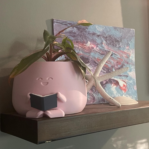 Cute Planter Book, Book Lover Gift, Unique Plant Pot Reading, Indoor ...