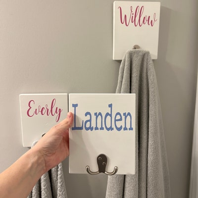 Kids Bathroom Towel Hooks Personalized Coat Hooks - Etsy