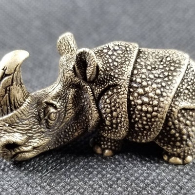 Parliky Figurine De Rhinocéros Laiton Antique Décoration Miniature pour