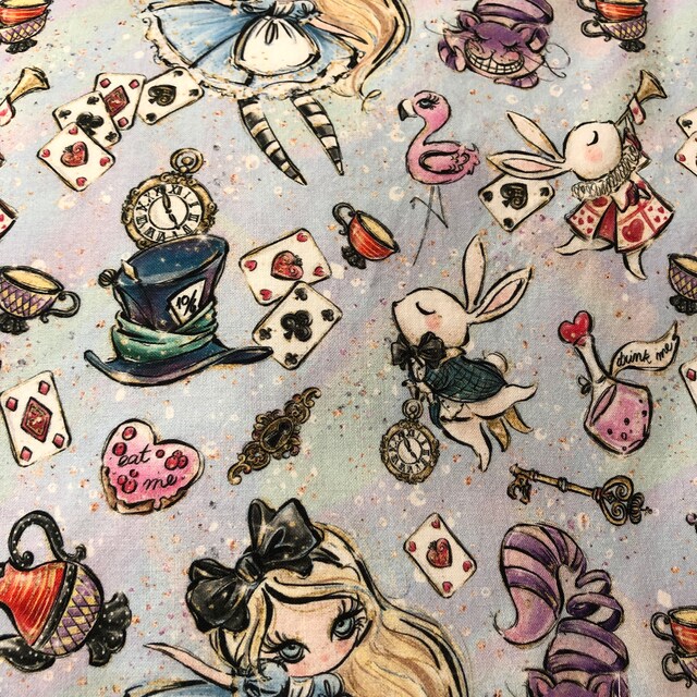 Tissu Toile Coton Imprimé | Alice au pays des merveilles