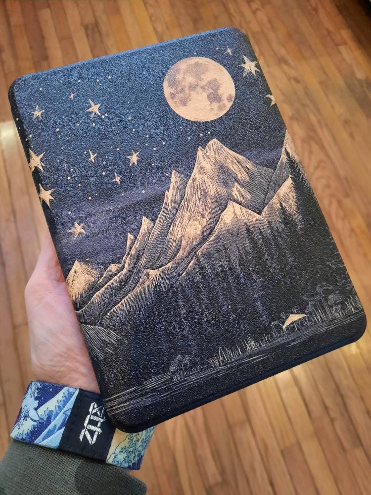 Mountain moon case for Kindle Paperwhite 12th 11th gen 7&quot; 6.8&quot; Colorsoft 2024 Case KPW Scribe Kindle Oasis 3 Cover Kindle 2022 starry night