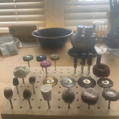 Wooden Stand Holder Rack Organizer for Dremel Cutting Burr Bits 1/8 ...