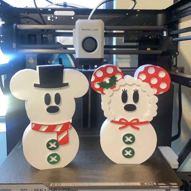 ミッキーとミニーの雪だるま SVG - Cricut または Silhouette Cut