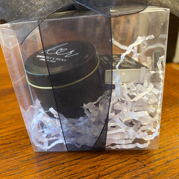 Bulk Wedding Candle Favors for Guests - Black Tin Candles - Custom ...
