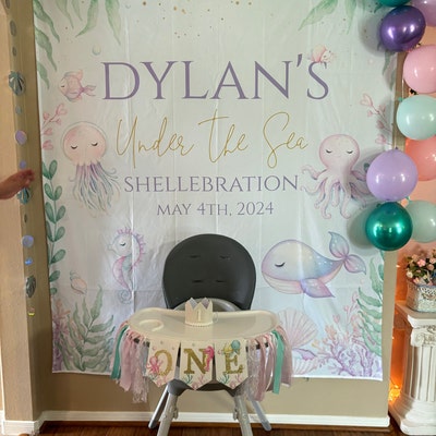Undersea Animals Custom Name Birthday Bash Backdrop