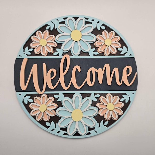 Welcome Flower Pattern Sign, Digital Download, SVG Laser Cut File ...